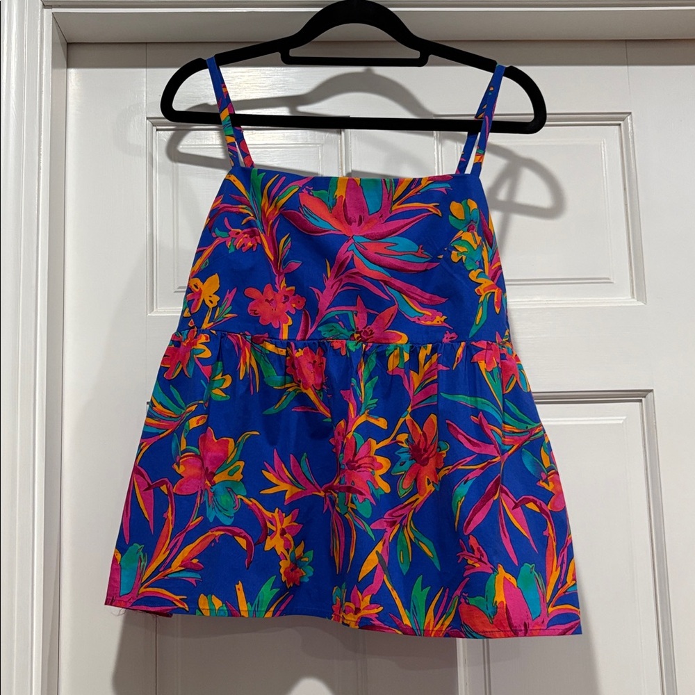 J. Crew Blue Floral Tank Top